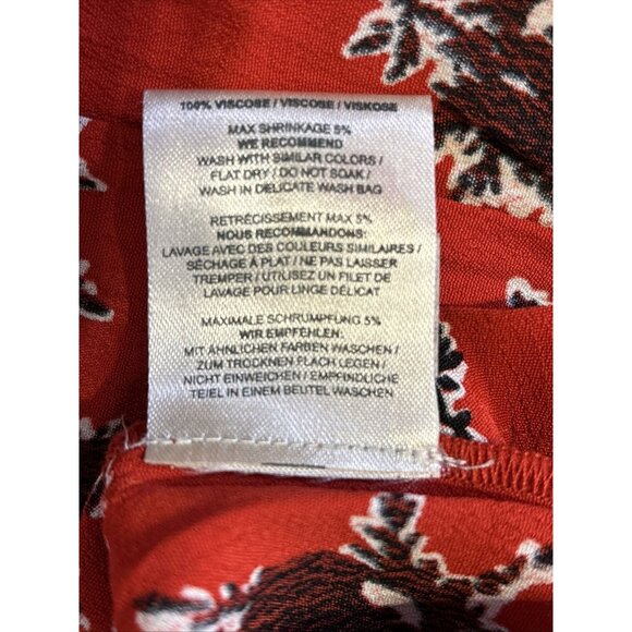 GANNI Rosemary Coral Red Pleated Flowers Floral Tiered Ruffle Summer Dress Sz XS - Picture 7 of 16